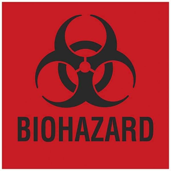 Biohazard Symbol black biohazard symbol on red background